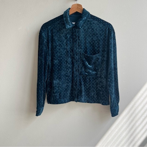 Something Navy Women's Studded Velvet Shirt Jacket Womens Size Small NWT - Picture 2 of 5